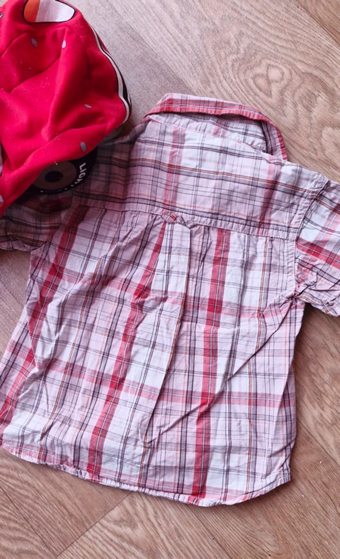 Chemise manches courtes 12 mois coloris rouge/rose/blanc creme - photo numéro 5