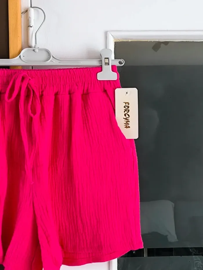 Short rose fushia gaz de coton TU 38 à 44 - photo numéro 2