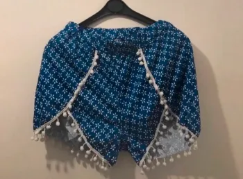 Short femme taille haute bleu blanc taille XL
