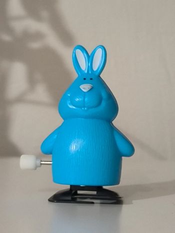 Vintage Jouet à mécanisme manuel lapin bleu ankyo
