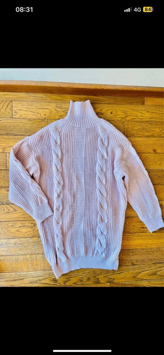Sublime pull long rose à col neuf taille M - photo numéro 4
