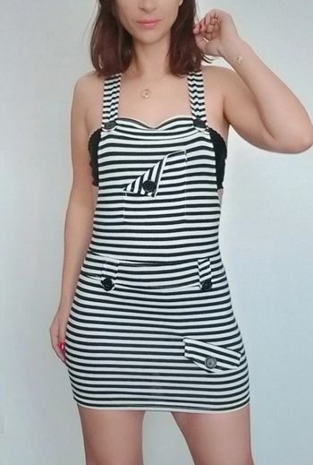 Mini robe salopette rayée petite taille unique