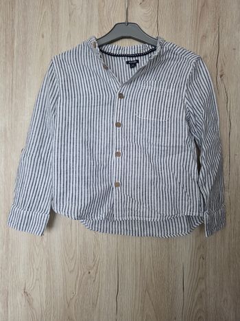 CHEMISE MANCHE LONGUE RAYURES BLANC/GRIS GARÇON 👦 KIABI 8ANS