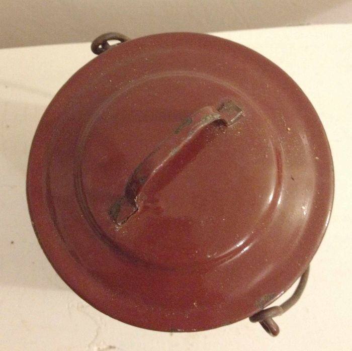 Ancien mini sceau bordeaux avec anse et couvercle pour décoration ou autre - photo numéro 6