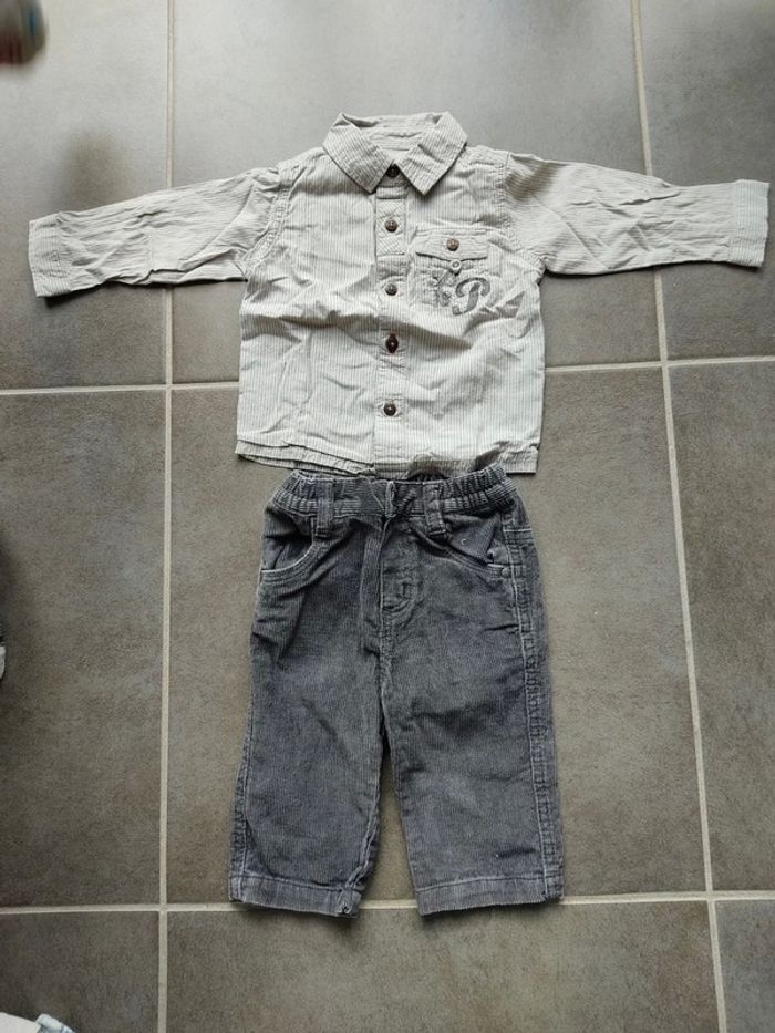 Chemise rayée et pantalon velours 6mois Petit Pirate - photo numéro 2