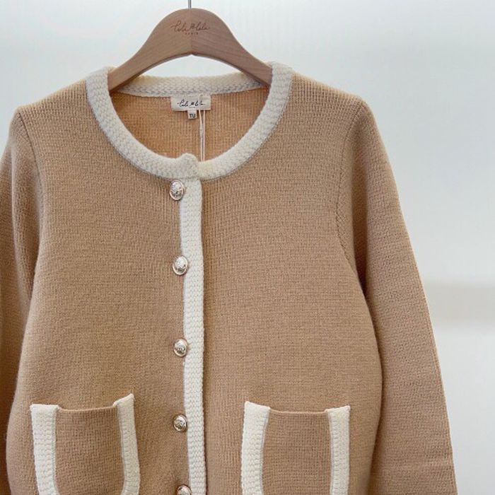 Gilet cardigan beige / camel élégant - photo numéro 2