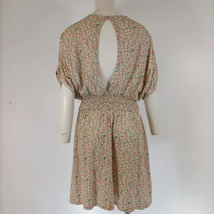Robe courte CMT atelier beige fleurie - Taille 38 - État neuf - A137 - photo numéro 4