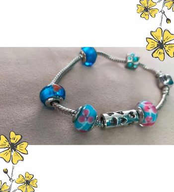 Bracelet fantaisie perles verre et métal - Collection Brume Bleue