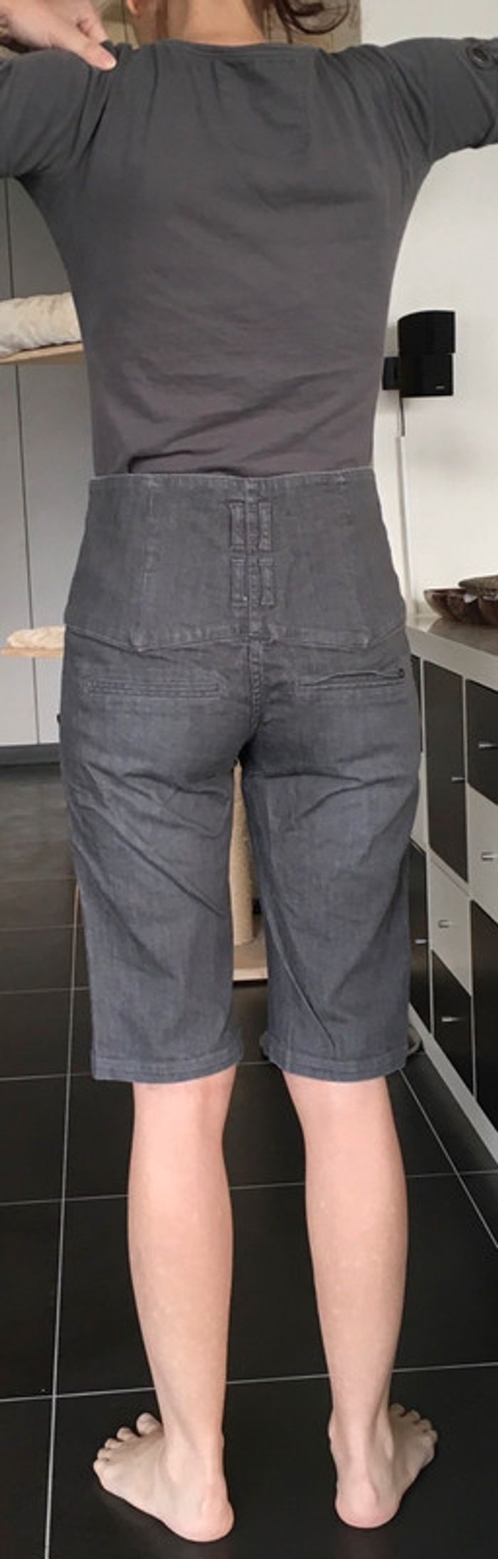 Pantacourt taille haute Vero Moda taille 38 gris - photo numéro 3