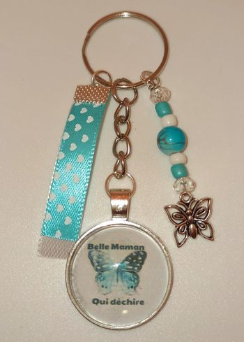 Cadeau belle maman,porte clé message bijoux de sac " belle maman qui déchire "