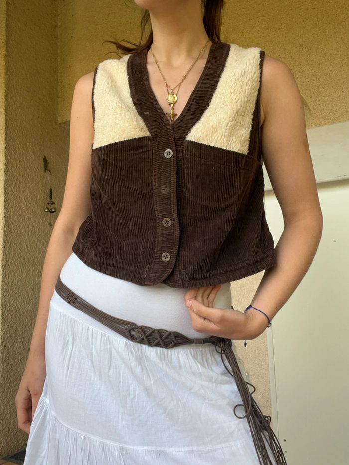 Cardigan laine velours bohème champêtre boléro top y2k - photo numéro 2