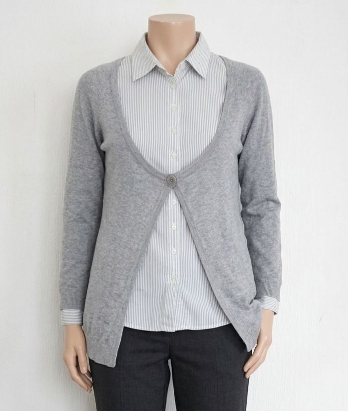 Haut 2-en-1 Tissaia - Chemise rayée & Gilet gris - Taille 38/40 - photo numéro 1