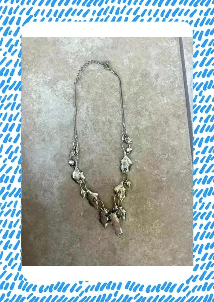 Collier imposant bleu argenté - photo numéro 4