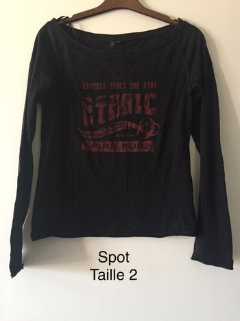 T-shirt noir manches longues Spot Taille 2