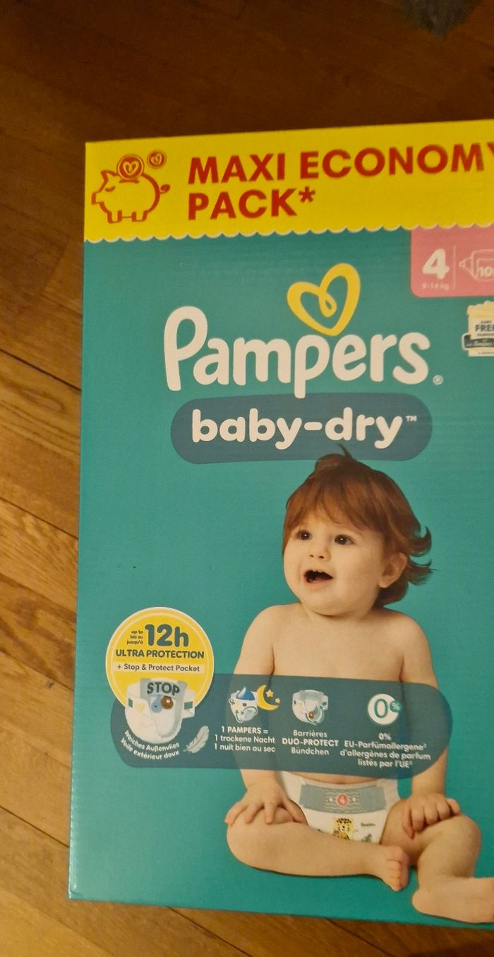 108 couches pampers baby dry taille 4 + lingettes - photo numéro 3