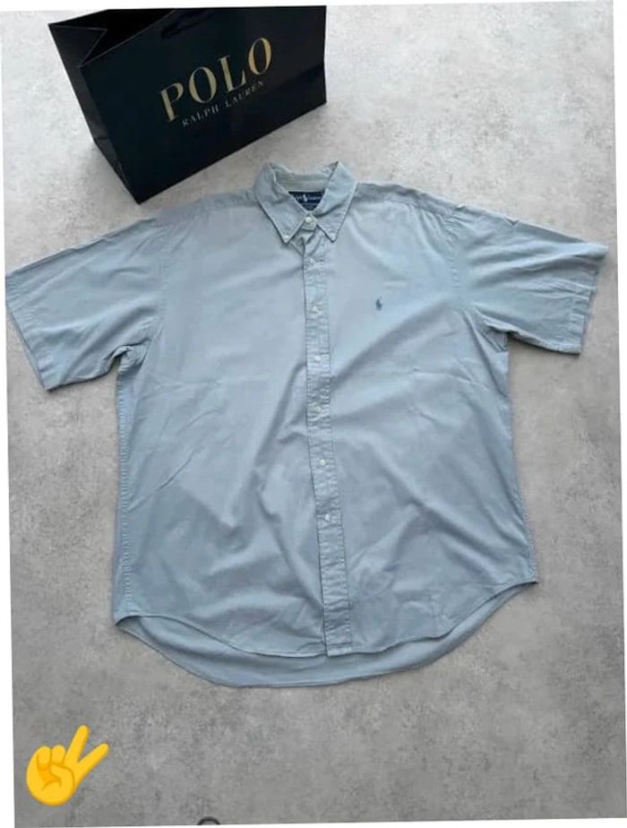 Chemise Ralph Lauren manches courte Taille L bleu Homme Men CHE132 - photo numéro 4