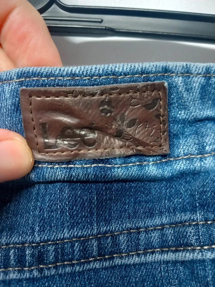 Jeans taille haute Lee vintage bleu foncé en coton - photo numéro 3
