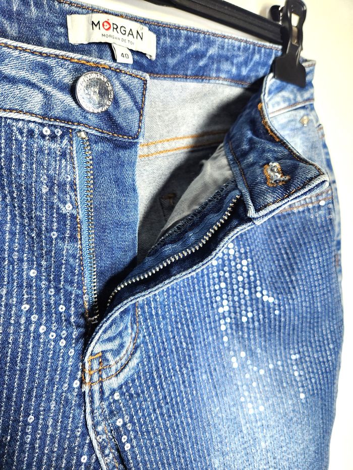 Jean Femme Morgan Bleu - Effet Usé et Déchiré - Taille 40 - photo numéro 4