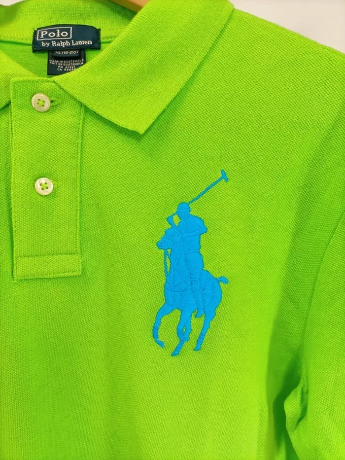 Polo Ralph Lauren - Vert Flash - Ecusson bleu - taille XL - 100% coton - photo numéro 2