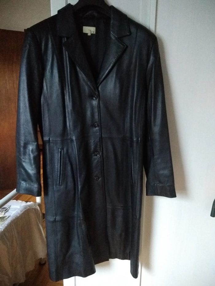 Manteau long en cuir