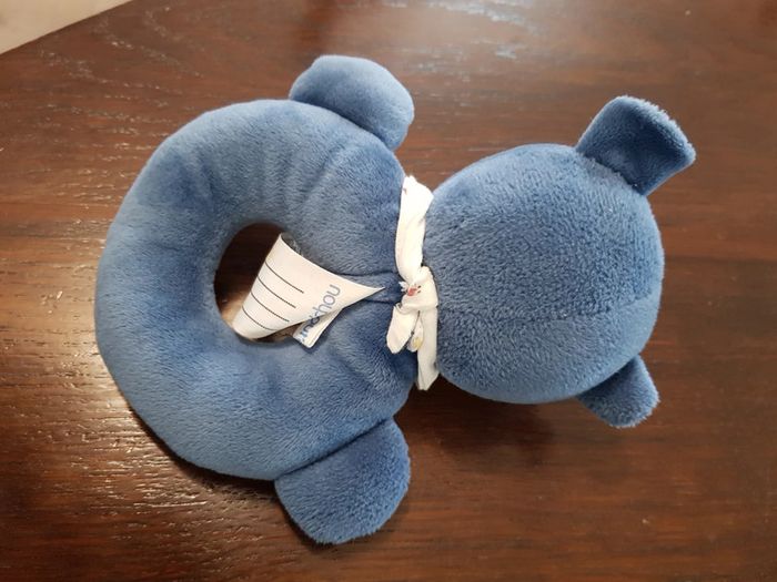 Hochet peluche ours bleu - photo numéro 2