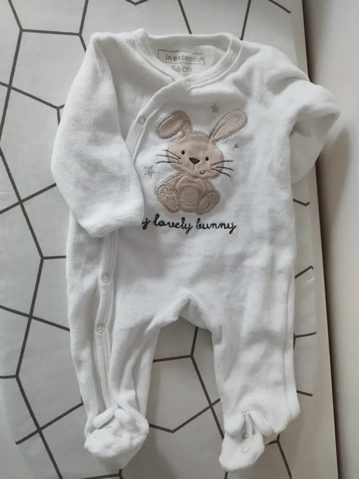 Lot 2 pyjamas velours bébé 1 mois - photo numéro 5