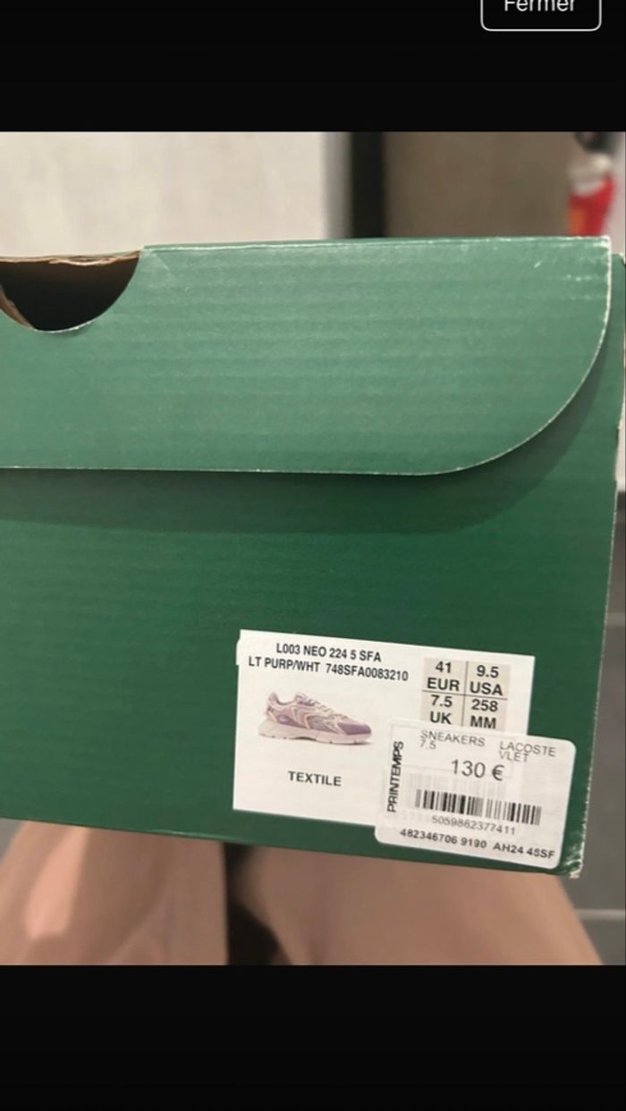 Basket Lacoste mauve 41 - photo numéro 10