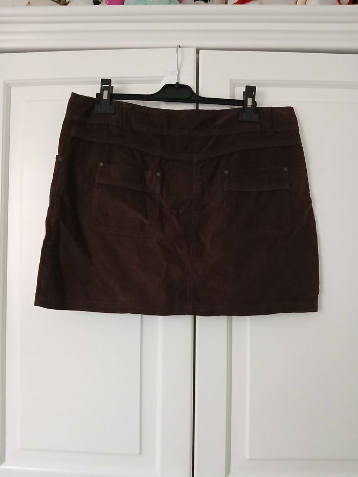 Jupe droite mini velours marron chocolat noir 40/L - K Woman - photo numéro 2