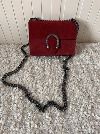Sac chaîne bordeaux borsa bolsa bag Zak rosso main piel handbag Handtasche Bolso de mano Hand