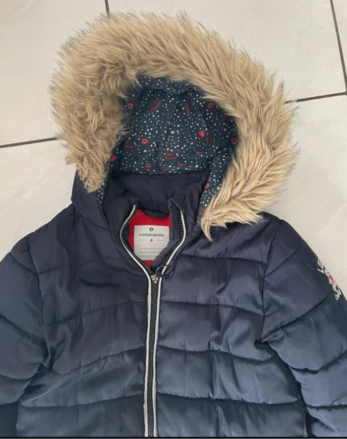 Beau manteau doudoune chaud T 8 ans Lulu Castagnette bleu marine Très bon état - photo numéro 8