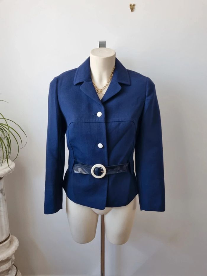 Veste en laine bleu marine annee '70 - photo numéro 14