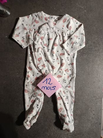 Pyjama blanc fleuri noeuds 12 mois