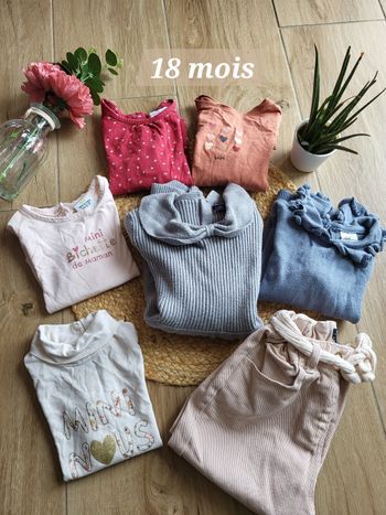 🌷Lot de 7 vêtements fille 18 mois de plusieurs marques