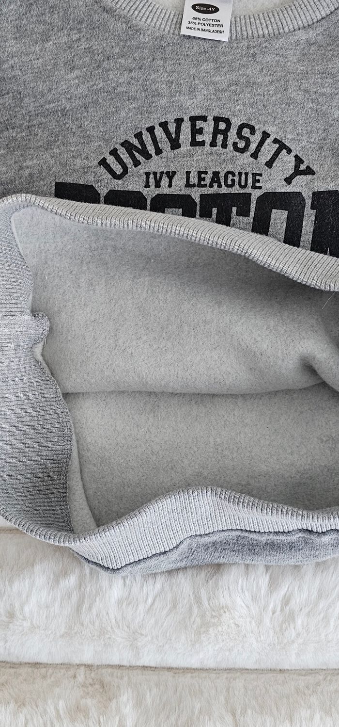 Sweat chaud manches longues gris Boston 4 ans - photo numéro 5