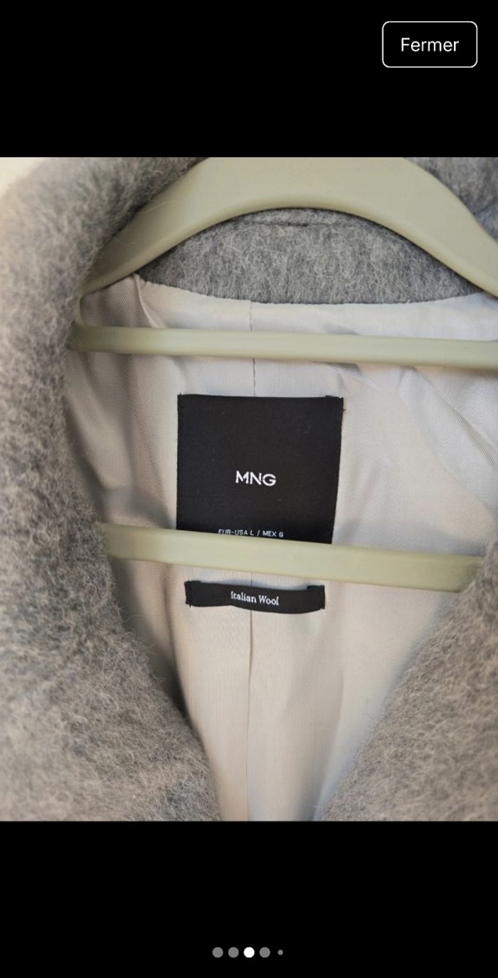 Long manteau gris en laine Mango - photo numéro 3
