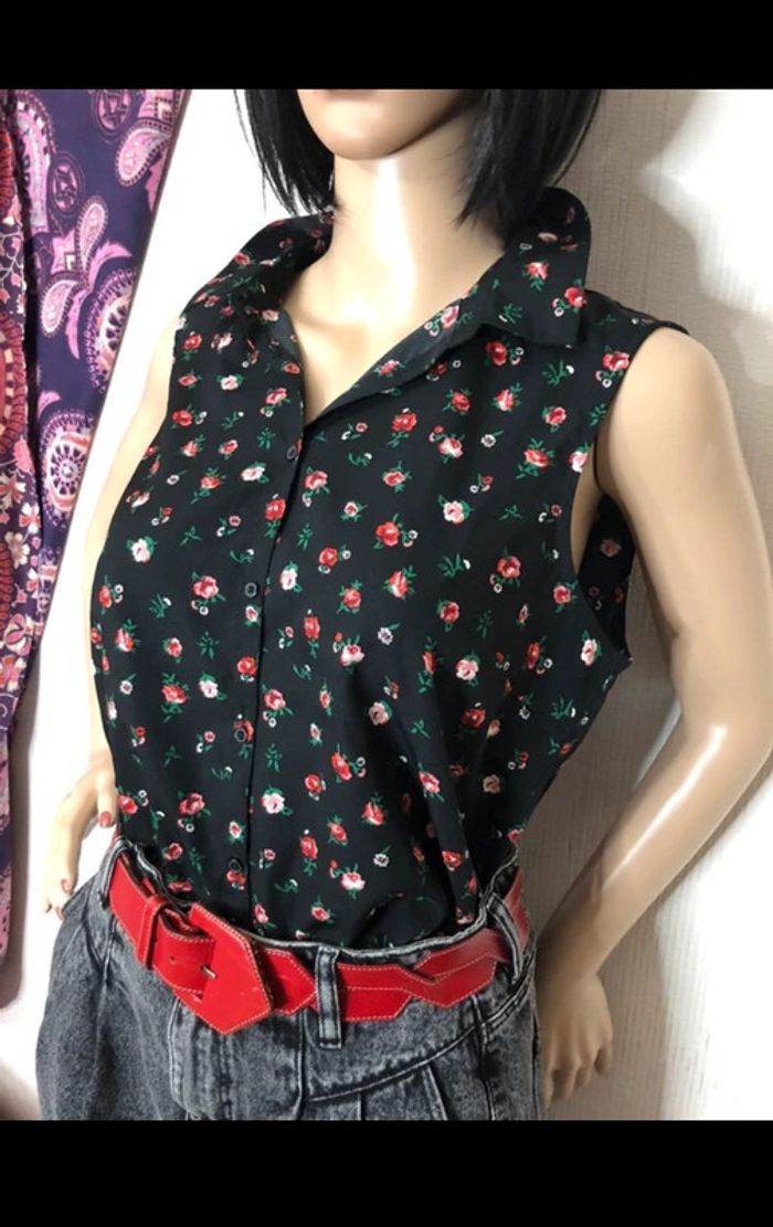 🖤🌹 Aesthetic Y2K pop rock rockabilly outfit set ,lot tenue jupe et chemise sans manches🌹🖤 - photo numéro 12