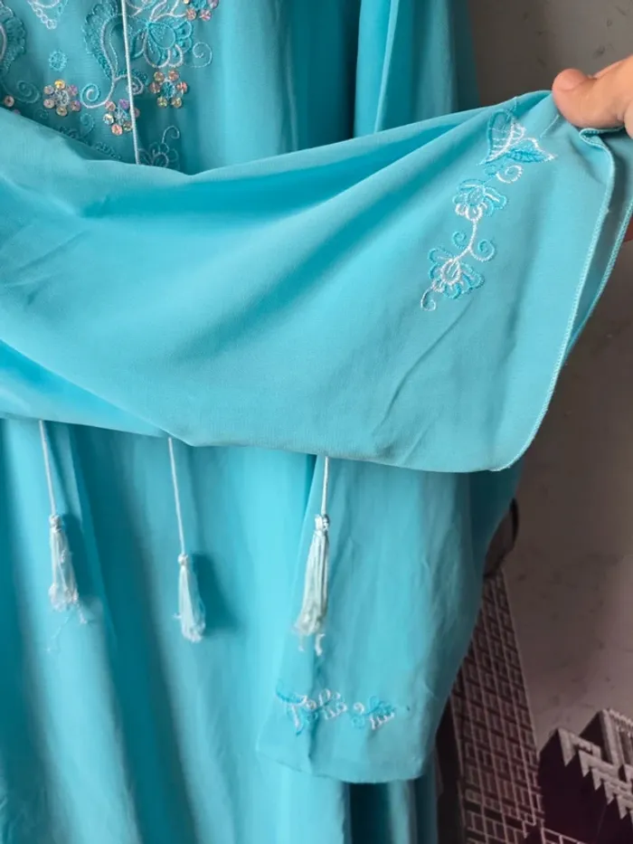 Ensemble pantalon + tunique longue bleu turquoise - photo numéro 4
