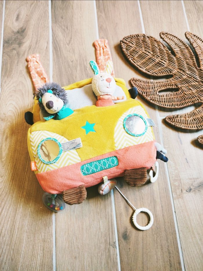 🐯Panneau Coussin de lit busy board le bus musical boîte à musique marque Babysun