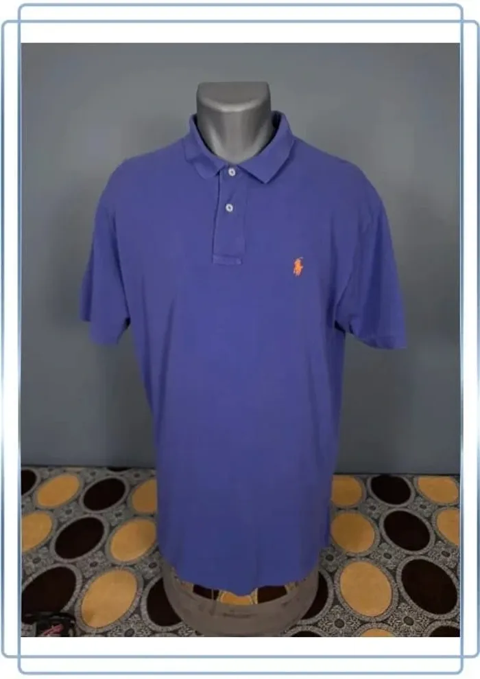Polo Ralph Lauren violet  - taille L  homme - 100% coton- logo brodé orange (364) - photo numéro 5