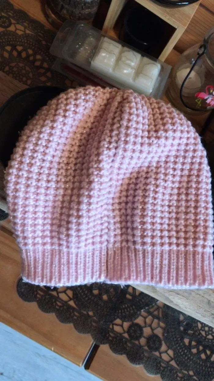 Bonnet rose tricot - photo numéro 2