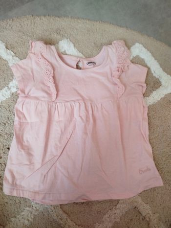 T-shirt Bb fille manches courtes Creeks rose 36 mois