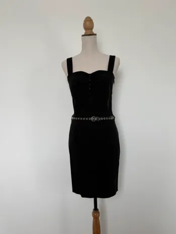 Robe tunique noir neuf Kleid dress Vestido Vestito jurk jumpsuit femme mujer donna woman bretelles