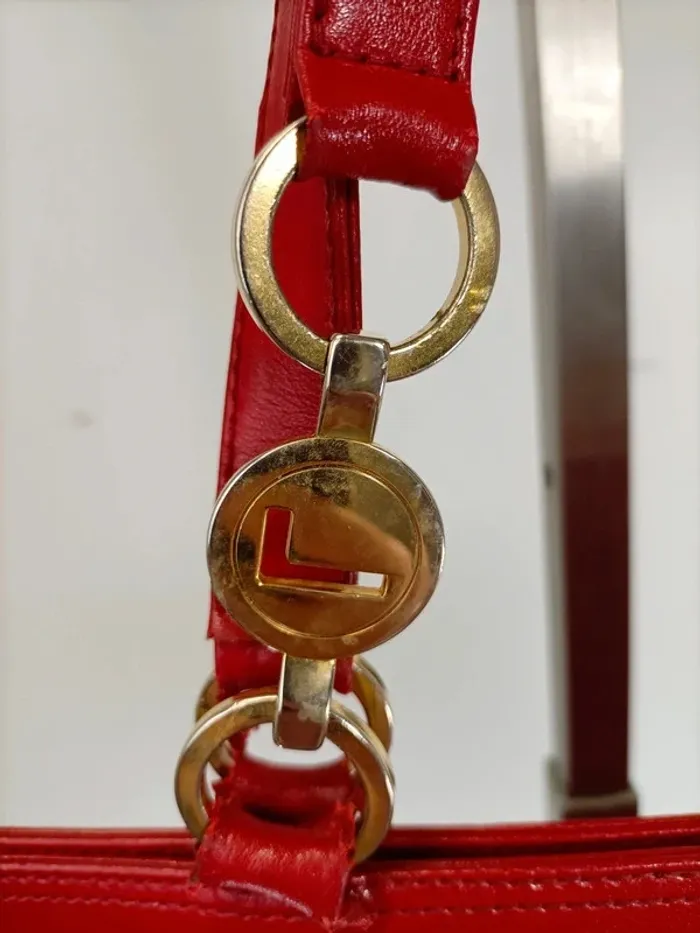 Sac à main rouge en cuir rouge Lancel été vintage - photo numéro 6