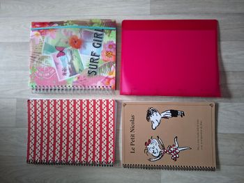 Lot de 4 cahiers et classeur – bon état