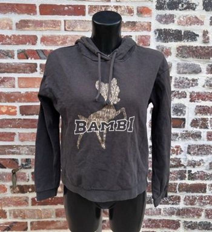 Sweat à capuche Disney gris foncé – motif Bambi 🦌 Taille 36