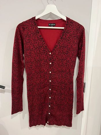 Gilet long tendance, bordeaux/leopard No Excuse 38/40