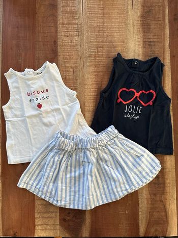 Débardeurs et jupe bébé fille 12 mois 