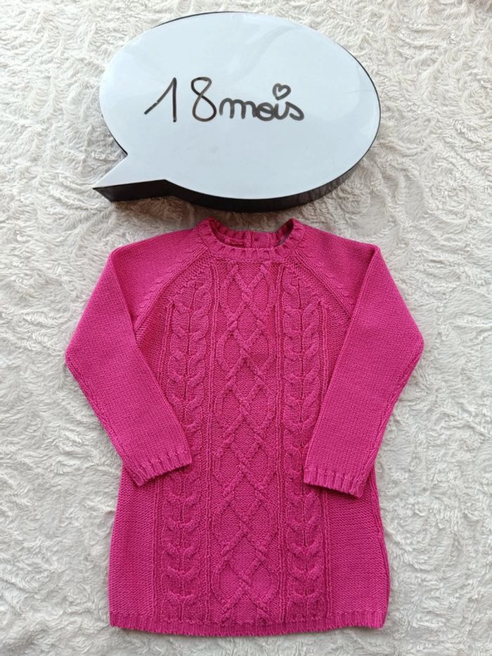 Robe pull manches longues Fille 18 mois maille Grain de blé