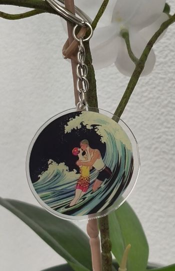 Porte-clé artisanal – Surfeurs vintage fait main