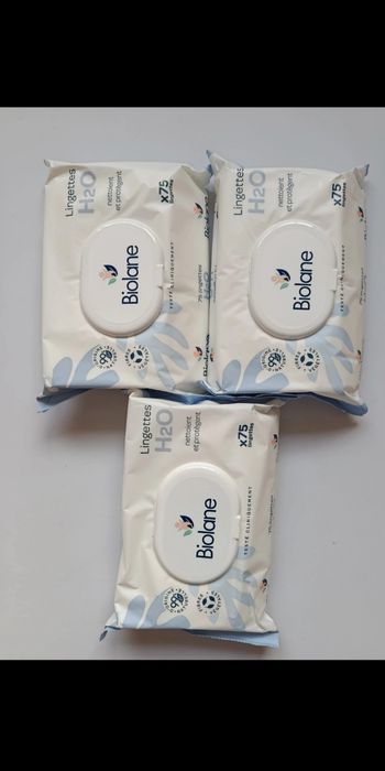 Lot de 3 paquets de lingettes(75lingettes)H20 biolane 